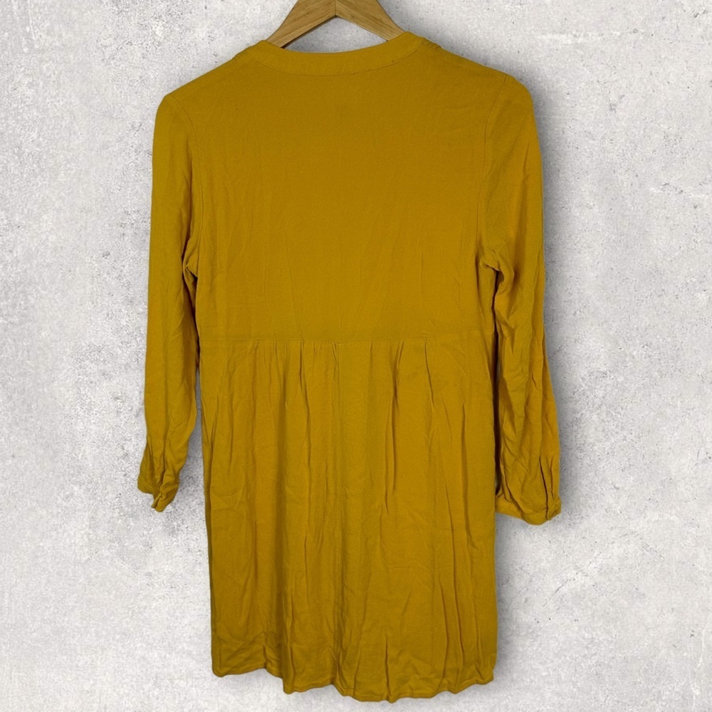 Old Navy Pintuck Yellow Dress Size Small Feeling Corny Long Sleeve Pleated Boho - Picture 4 of 12